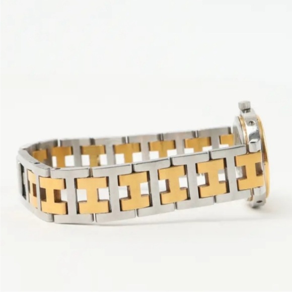 🎉SOLD🎊Hermès✨Ivory Yellow Gold Plated Stainless Steel Clipper Quartz Wristwatch - Picture 7 of 15